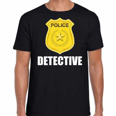 Verkleedkleding detective police / politie embleem t shirt zwart heren tip