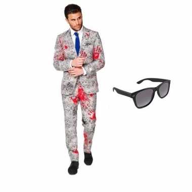 Verkleedkleding feest bloedhanden print tuxedo/business suit 50 (l) h