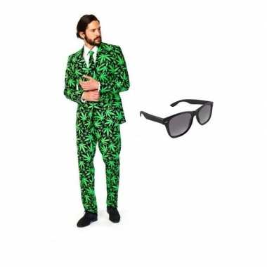 Verkleedkleding feest cannabis print tuxedo/business suit 46 (s) here