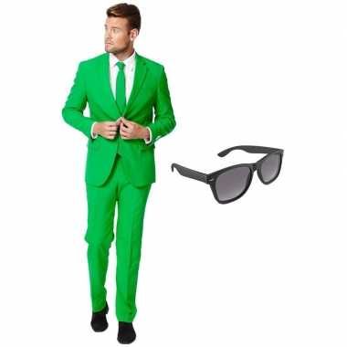 Verkleedkleding feest groene tuxedo/business suit 56 (xxxl) heren gra