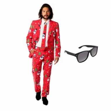 Verkleedkleding feest kerst print tuxedo/business suit 56 (3xl) heren