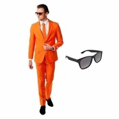 Verkleedkleding feest oranje tuxedo/business suit 54 (2xl) heren grat