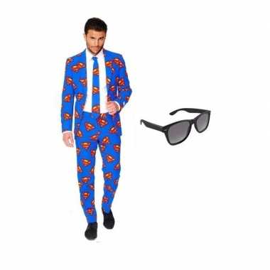 Verkleedkleding feest superman print tuxedo/business suit 58 (4xl) he