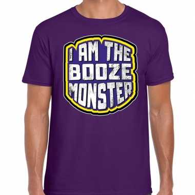 Verkleedkleding halloween booze monster verkleed t shirt paars heren