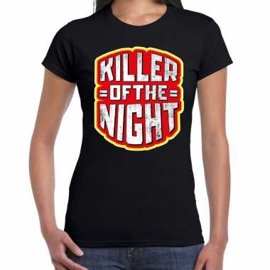 Verkleedkleding halloween killer of the night verkleed t shirt zwart