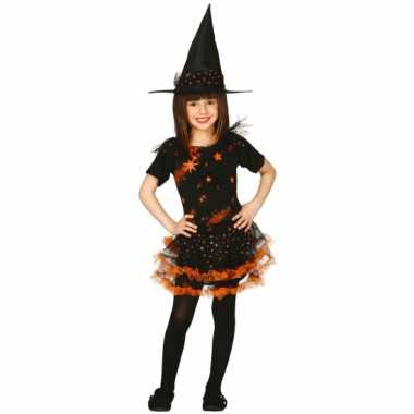 Verkleedkleding  Halloween Oranje heksen jurk kind tip
