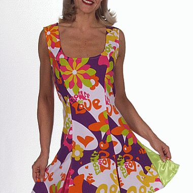 Verkleedkleding hippie dames jurkje tip