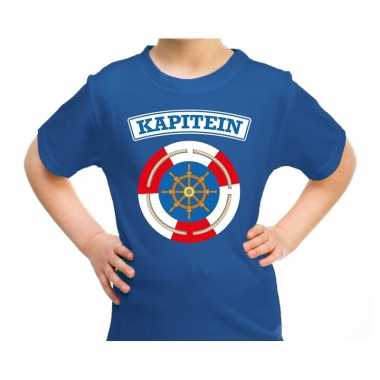 Verkleedkleding kapitein verkleed t shirt blauw kind tip