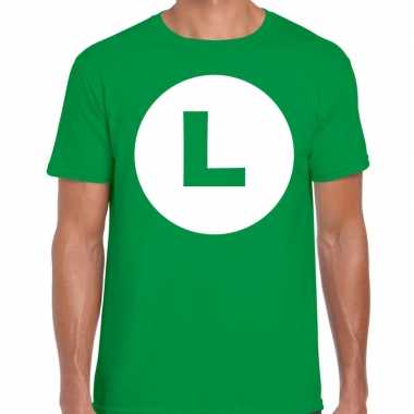 Verkleedkleding luigi loodgieter verkleed t shirt groen heren tip