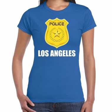 Verkleedkleding police / politie embleem los angeles verkleed t shirt blauw dames tip