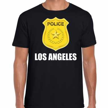 Verkleedkleding police / politie embleem los angeles verkleed t shirt zwart heren tip