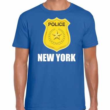 Verkleedkleding police / politie embleem new york verkleed t shirt blauw heren tip