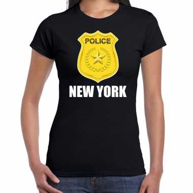 Verkleedkleding police / politie embleem new york verkleed t shirt zwart dames tip