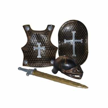 Verkleedkleding  Ridder verkleed accessoires set brons 4-delig tip