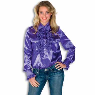 Verkleedkleding  Rouches shirt dames paars tip
