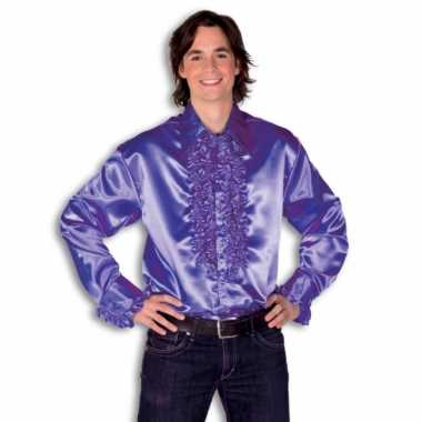 Verkleedkleding  Satijnen overhemd paars heren tip