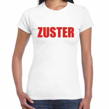 Verkleedkleding zuster verkleed t shirt wit dames tip