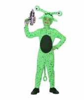 Groen alien verkleedkleding inclusief space gun kind