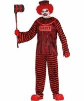 Horror clown gevangene verkleed verkleedkleding rood zwart heren