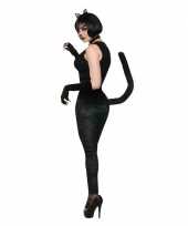 Katten verkleedkleding zwarte legging staart