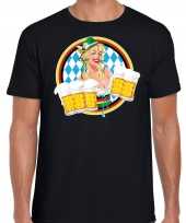 Oktoberfest bierfeest drank fun t-shirt verkleedkleding zwart beierse kleuren heren