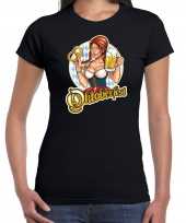 Oktoberfest bierfeest drank fun t-shirt verkleedkleding zwart dames