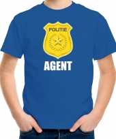 Verkleedkleding agent politie embleem carnaval t-shirt blauw kind
