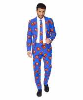 Verkleedkleding business suit superman print