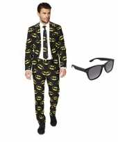 Verkleedkleding feest batman print tuxedo business suit 48 m heren gratis zonnebril
