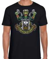 Verkleedkleding halloween zombie biker verkleed t-shirt zwart heren