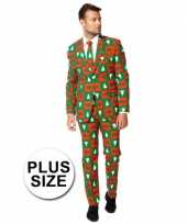 Verkleedkleding plus size business suit kerst print