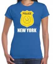 Verkleedkleding police politie embleem new york verkleed t-shirt blauw dames