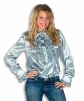 Verkleedkleding rouches shirt dames zilver