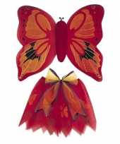Verkleedkleding vlinder vleugels verkleed set rood kind