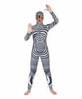 Verkleedkleding zebra catsuit second skin volwassenen