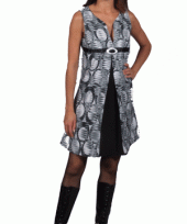 Verkleedkleding zwart witte dames disco jurk