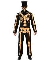 Zwart oranje skelet verkleed verkleedkleding heren